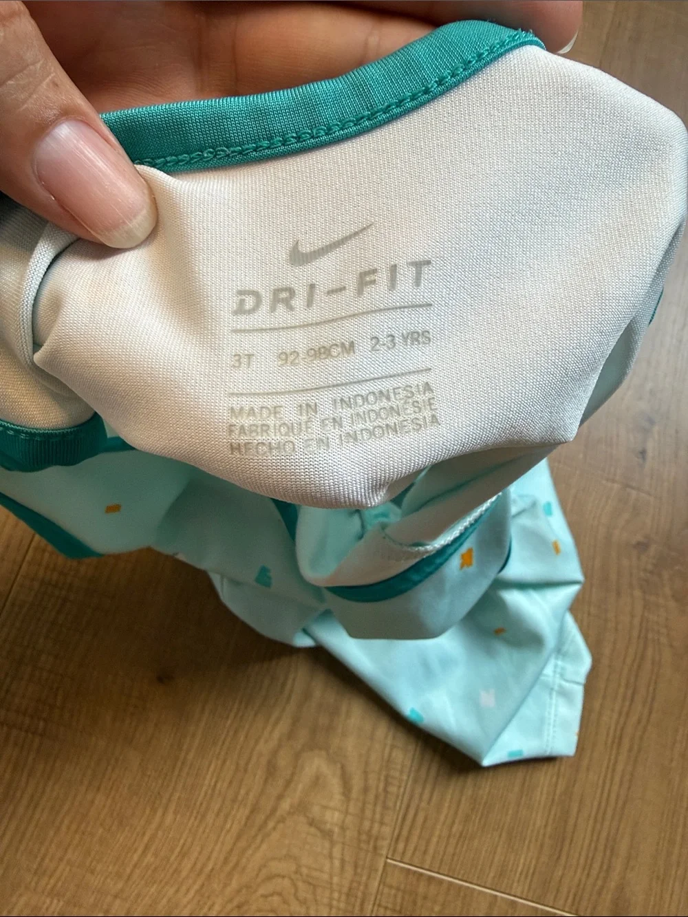 Nike Teal & White Girls' Graphic Tank Romper with Orange Accents